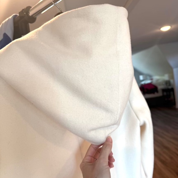 Wool Midi Coat with Hood in Winter White - Small (NWOT) - Picture 12 of 14